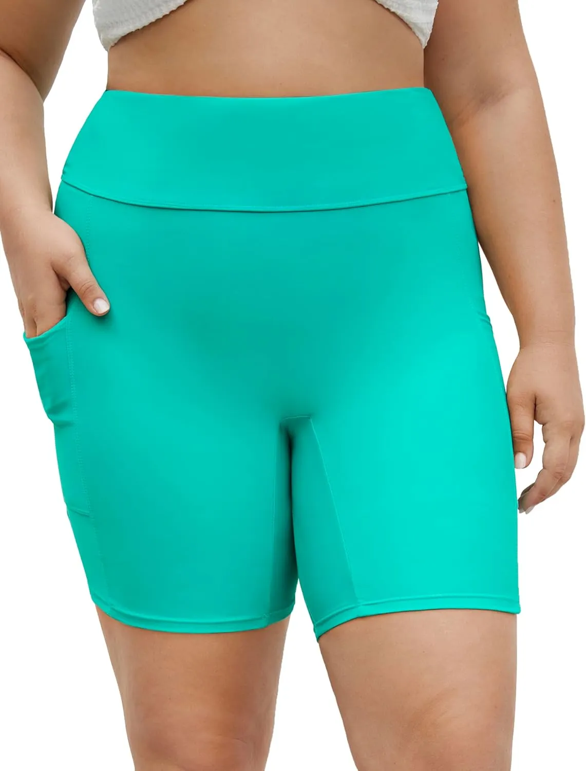 Tournesol Women's Plus Size Swim Shorts High Waisted Bathing Suit Bottoms Swimsuit Tankini Board Shorts Bikini with Pocket