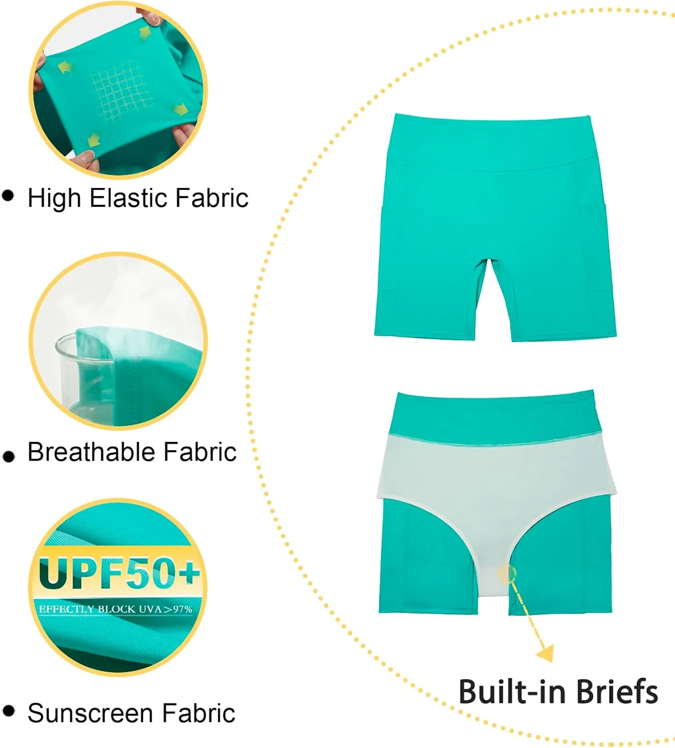 Tournesol Women's Plus Size Swim Shorts High Waisted Bathing Suit Bottoms Swimsuit Tankini Board Shorts Bikini with Pocket