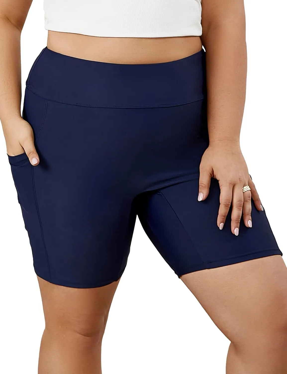 Tournesol Women's Plus Size Swim Shorts High Waisted Bathing Suit Bottoms Swimsuit Tankini Board Shorts Bikini with Pocket