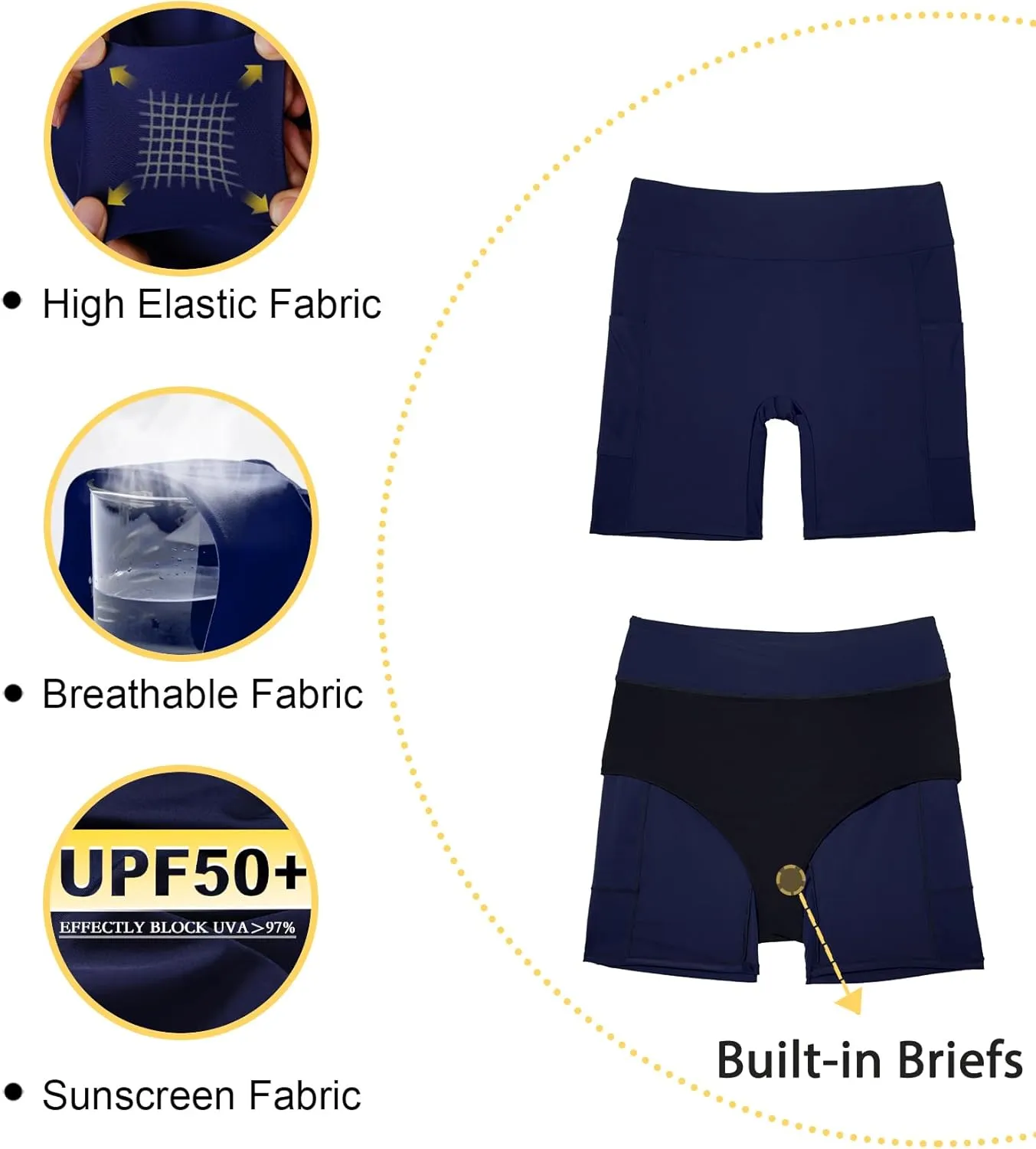 Tournesol Women's Plus Size Swim Shorts High Waisted Bathing Suit Bottoms Swimsuit Tankini Board Shorts Bikini with Pocket