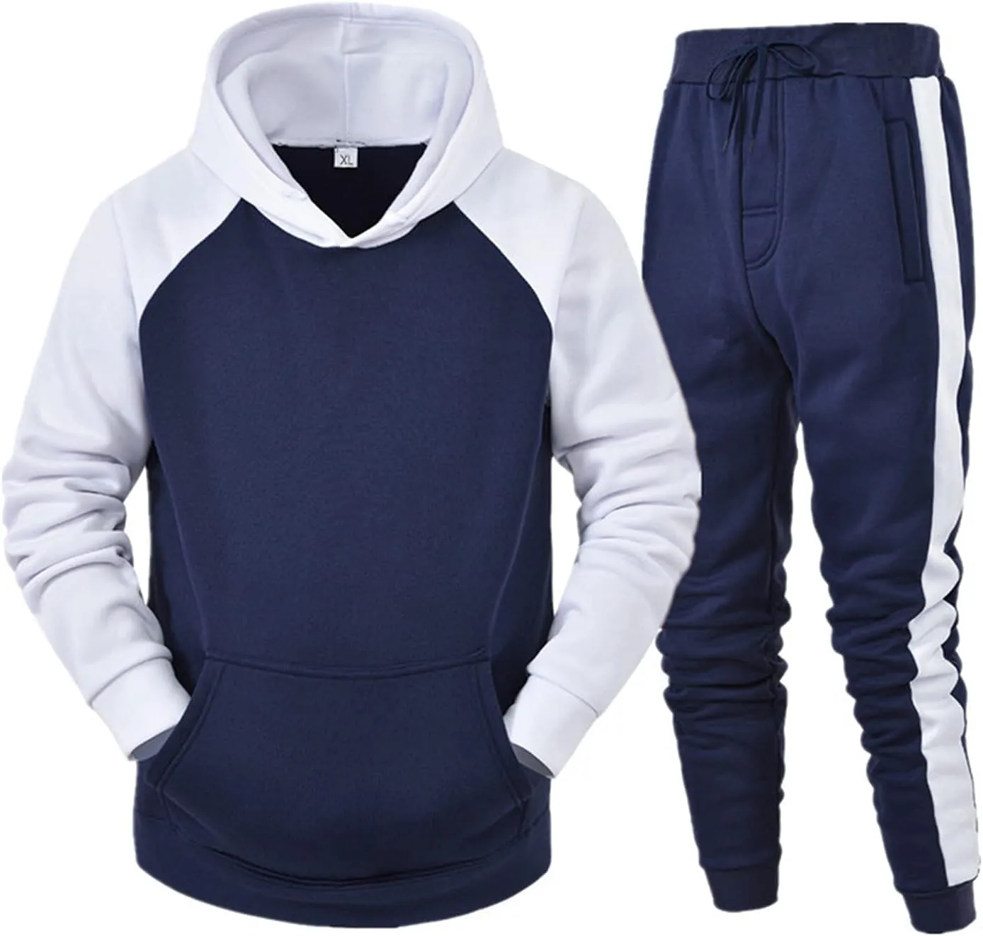 Tracksuit Men 2 Piece Set Big and Tall Long Sleeve Hooded Activewear Suits Gym Workout Training Stretchy Outfits