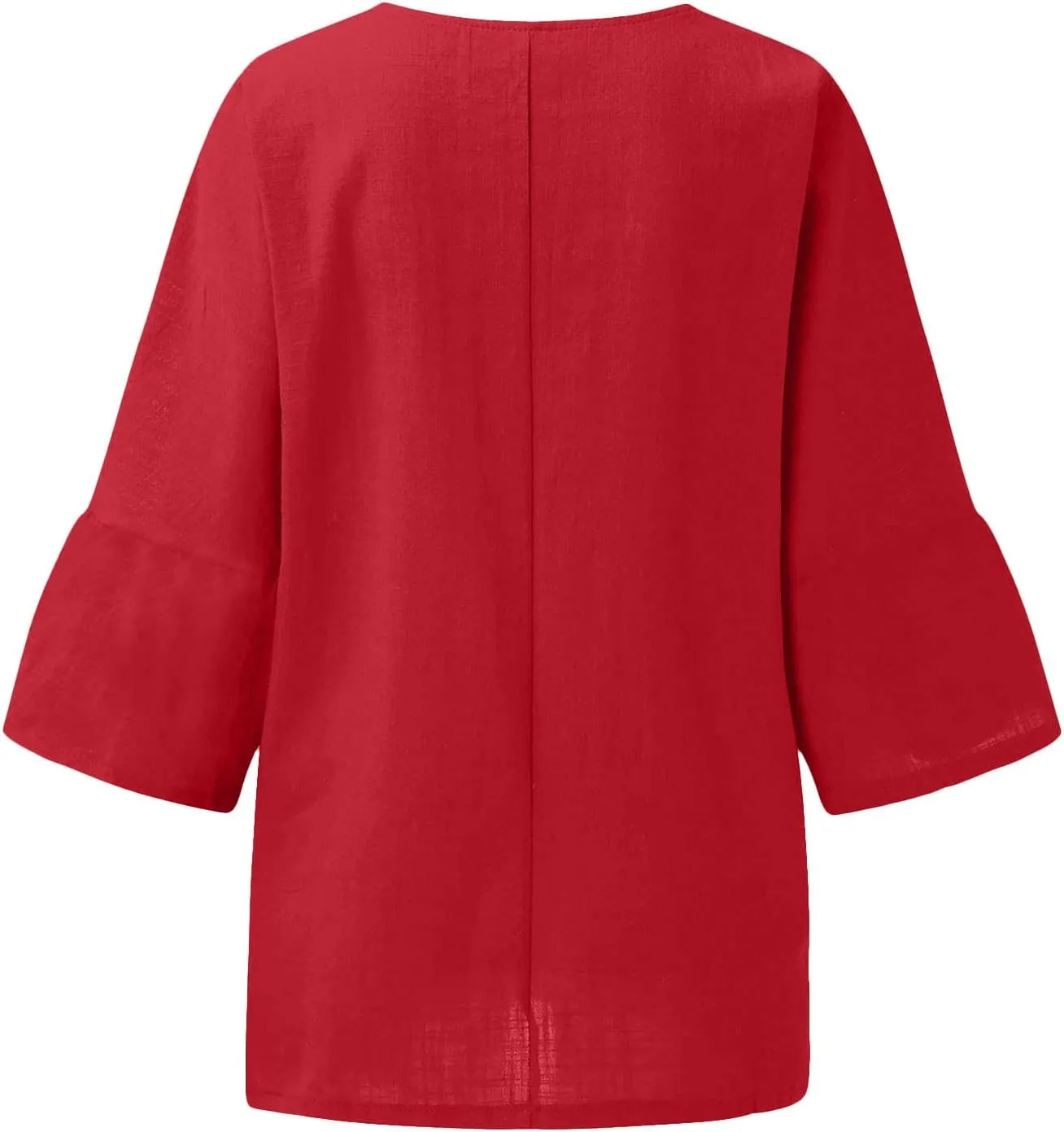 Tshirts Shirts for Women Summer Causal 3/4 Sleeve Cotton Linen Tops Loose Fit Solid Crewneck Blouse Lounge Pullover