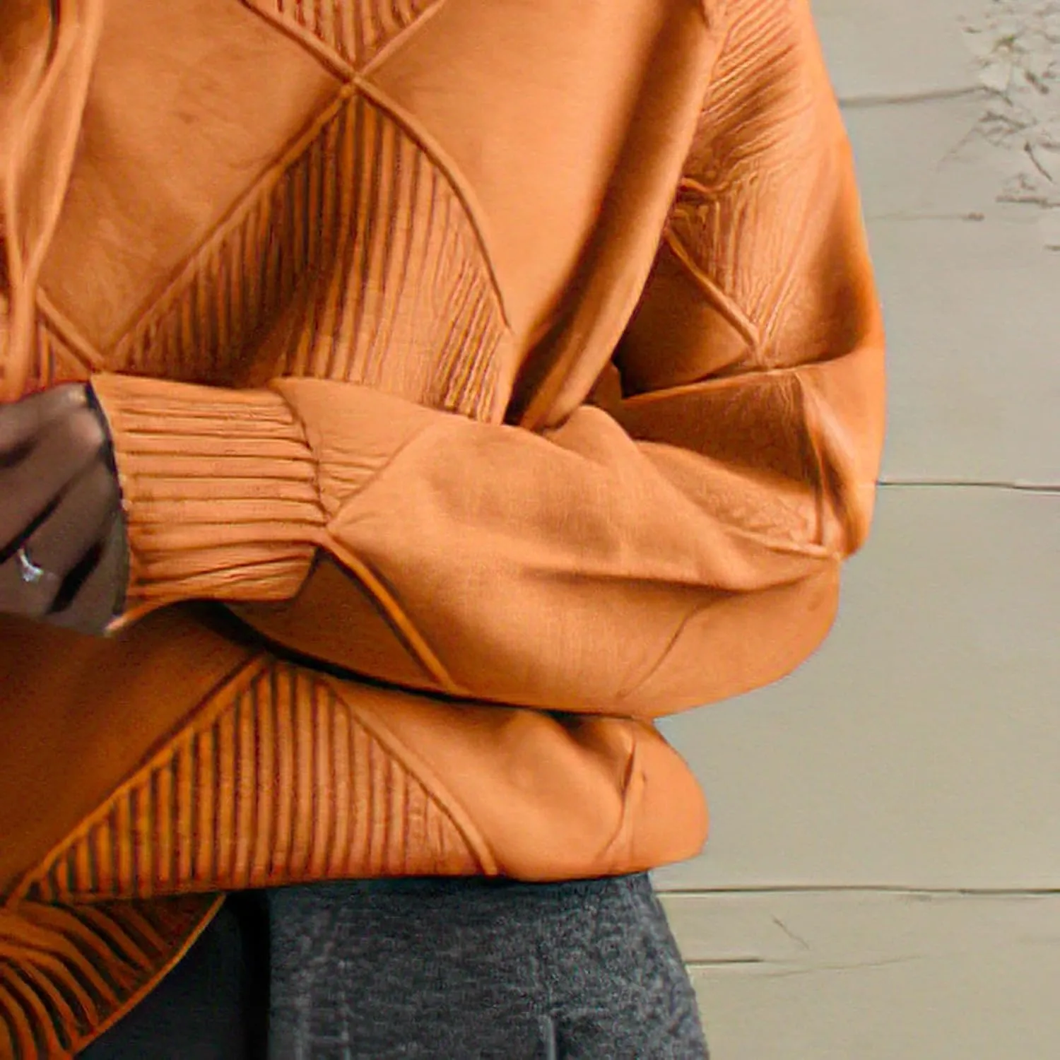 Turtleneck Sweater Women Long Sleeve Cable Knit Sweater Tops Fall Fashion Solid Color Oversized Pullover Tops