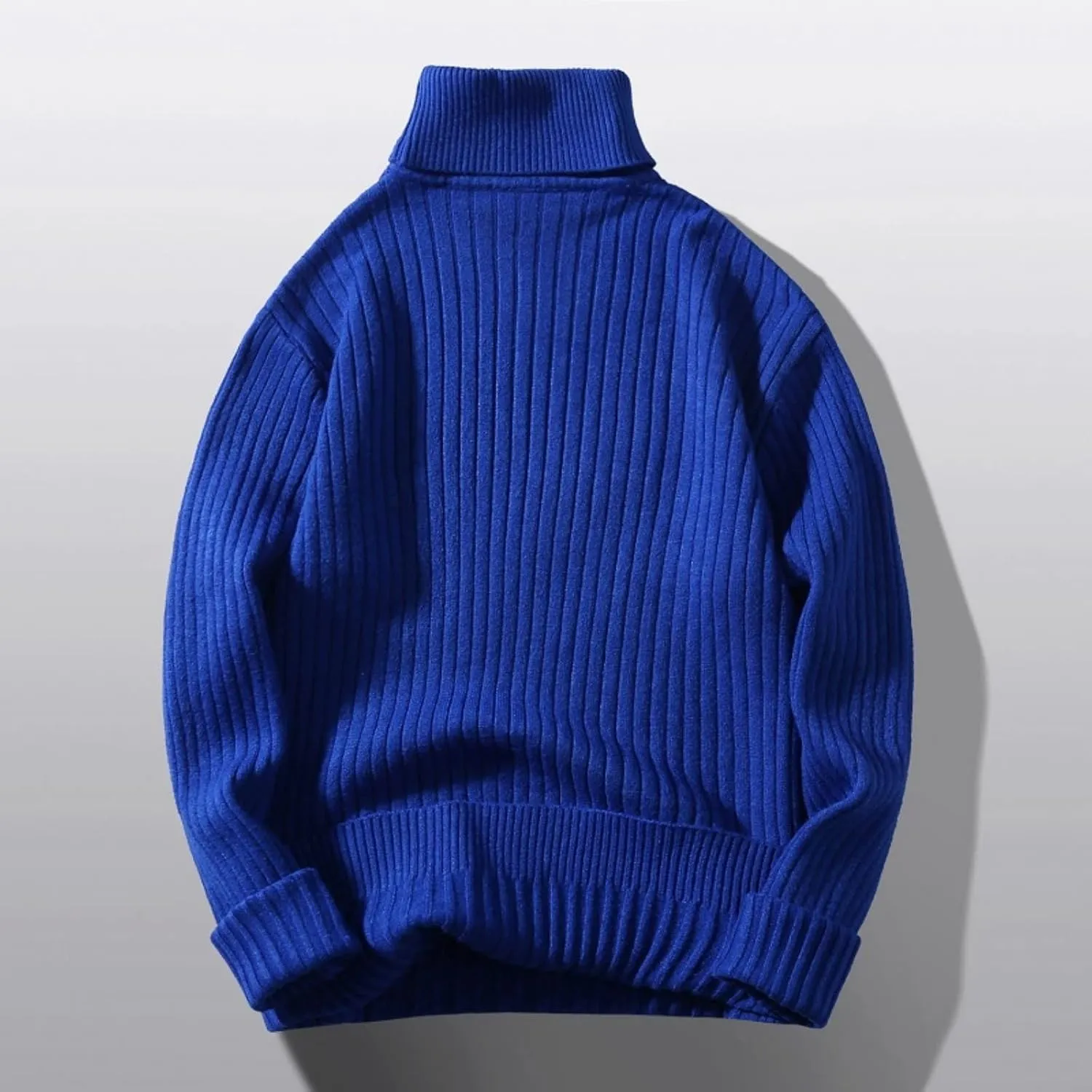Turtleneck Sweaters for Men Twisted Knitted Tops Solid Color Pullover Tops Lightweight Jumper Casual Slim Fit Sweater