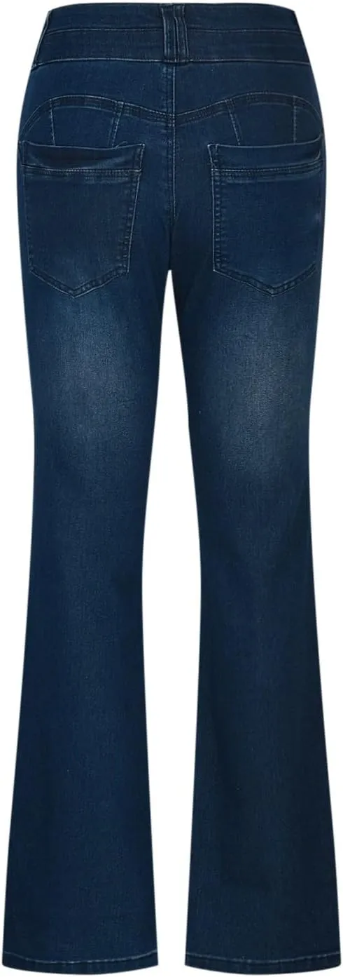 Uillui Bell Bottom Jeans for Women Skinny Stretch Wide Leg Jeans Button High Waist Bootcut Pants Pocket Flared Denim Pants