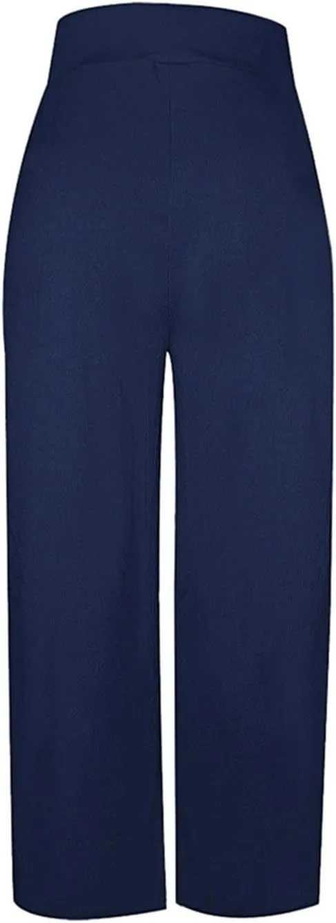 Uillui Palazzo Pants for Women Loose Baggy Wide Leg Pants High Waist Pleated Flowy Straight Trousers Casual Loungewear Pants