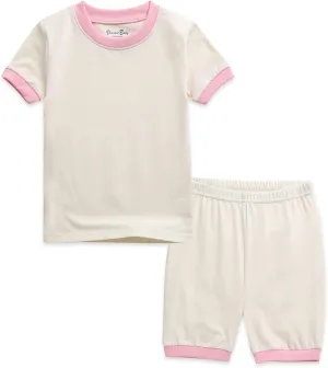 Vaenait Baby 6M-12Y Kids Boys Girls Toddler Solid Cotton Daily Short Summer Pajamas Pyjamas Sleepwear Set Macaron
