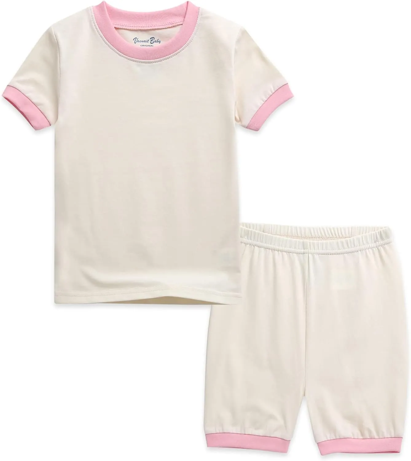 Vaenait Baby 6M-12Y Kids Boys Girls Toddler Solid Cotton Daily Short Summer Pajamas Pyjamas Sleepwear Set Macaron