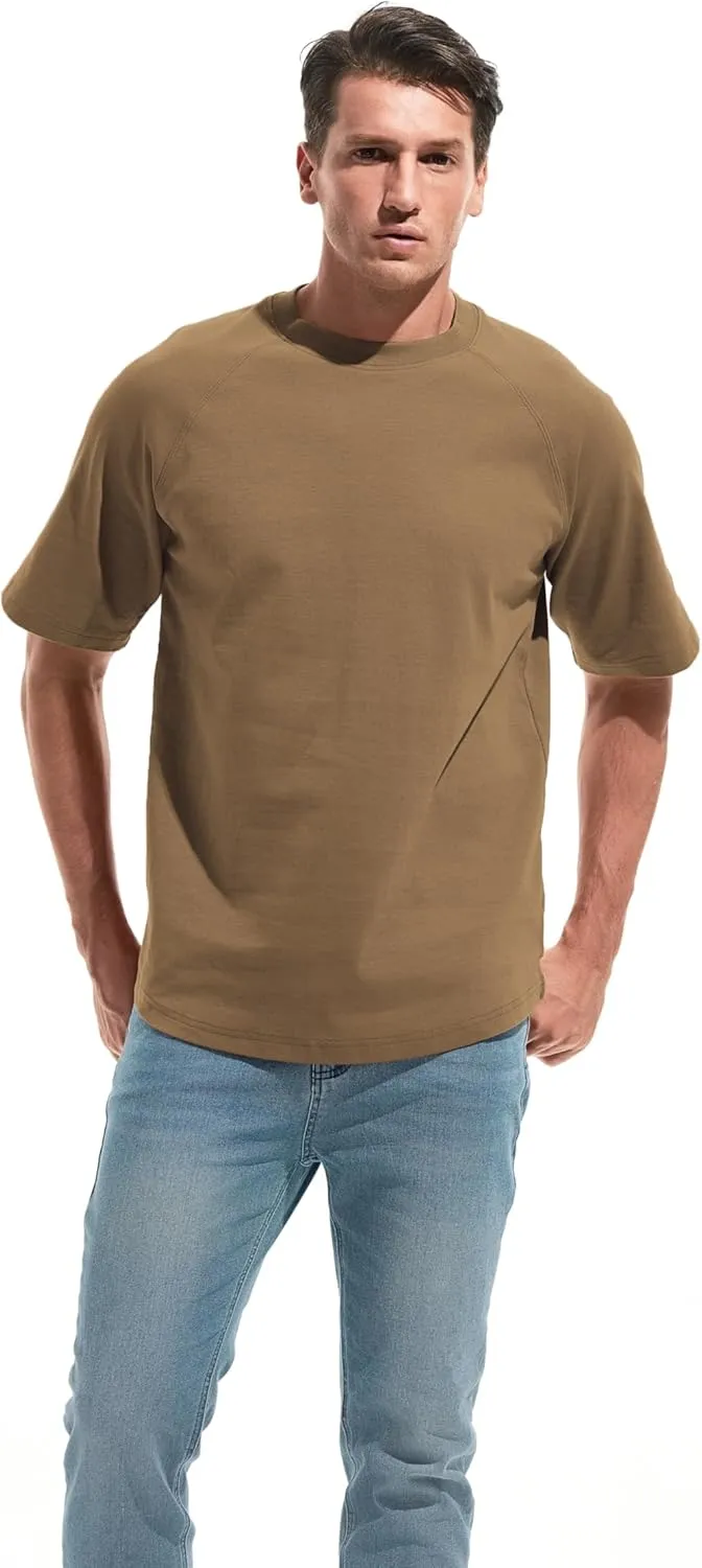 VEIISAR Men's Hipster Hip hop longline Crewneck T-Shirts - Mens Premium Cotton Raglan Sleeve T Shirts Open Hem S - 3XL