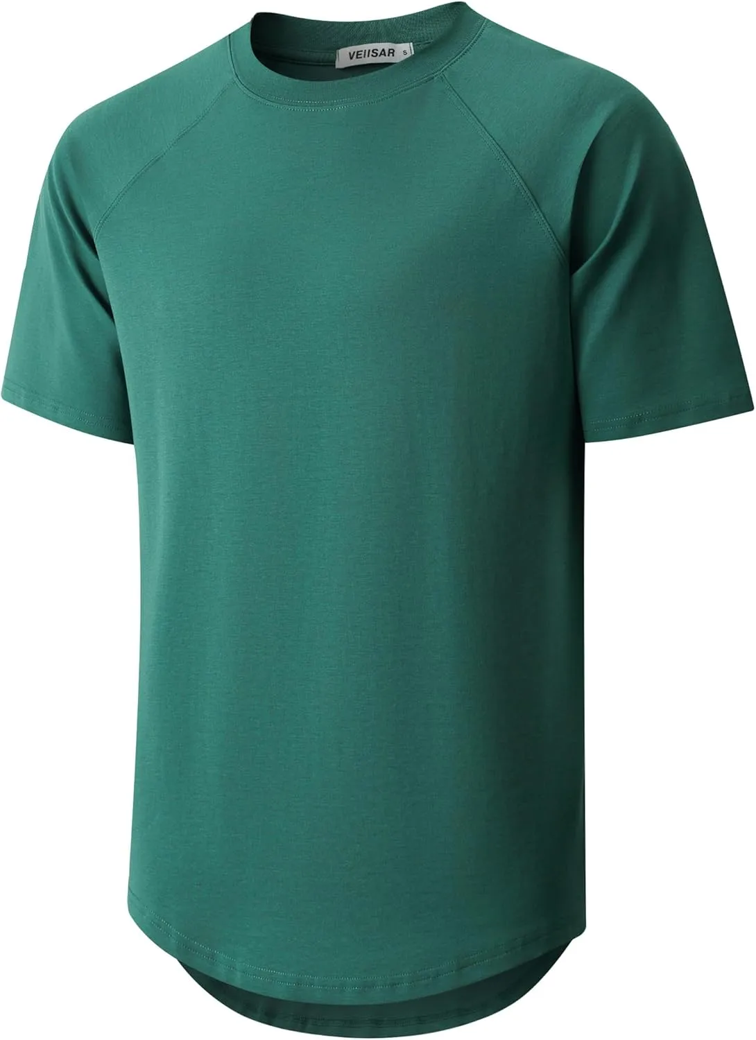 VEIISAR Men's Hipster Hip hop longline Crewneck T-Shirts - Mens Premium Cotton Raglan Sleeve T Shirts Open Hem S - 3XL