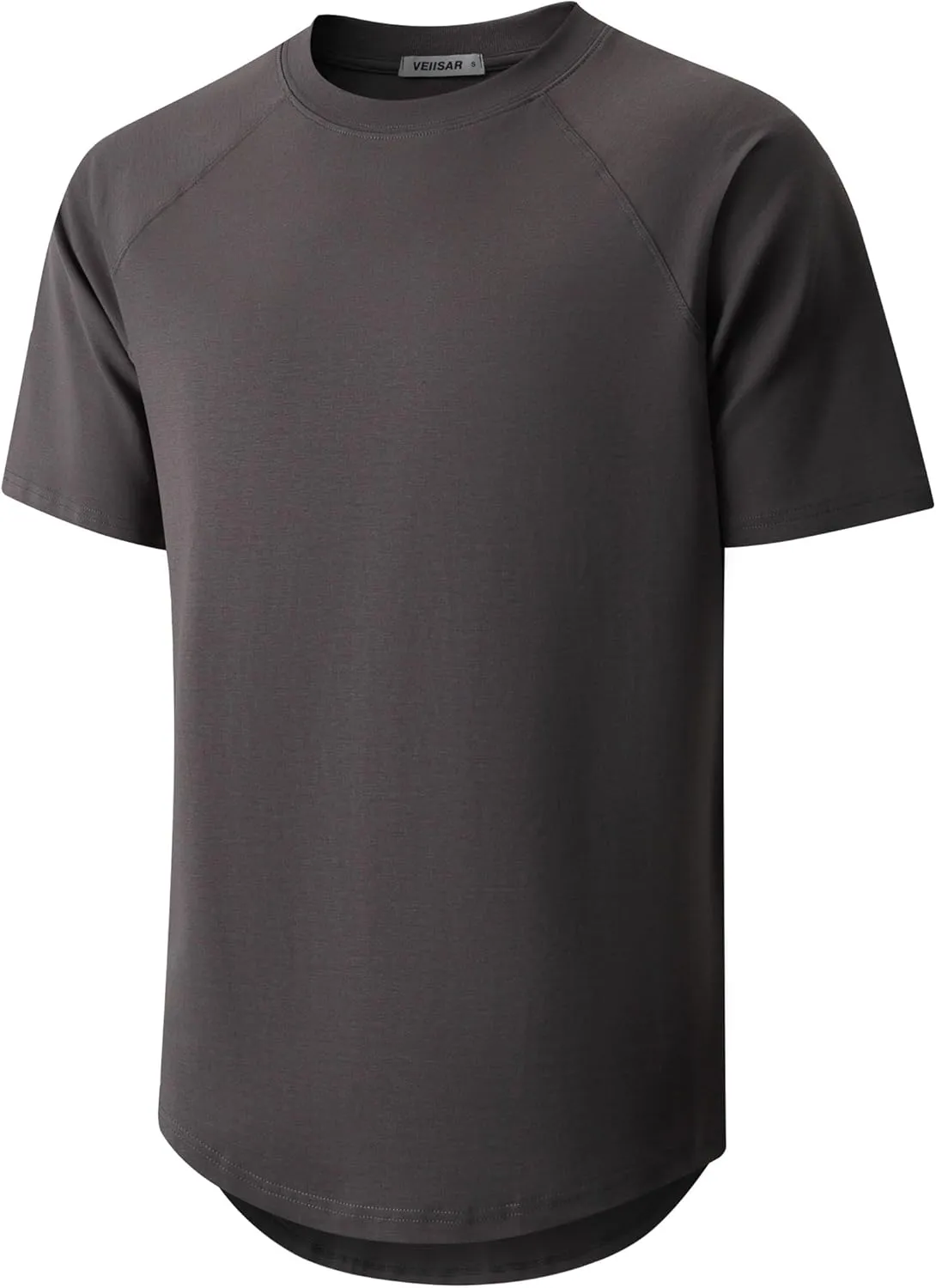 VEIISAR Men's Hipster Hip hop longline Crewneck T-Shirts - Mens Premium Cotton Raglan Sleeve T Shirts Open Hem S - 3XL