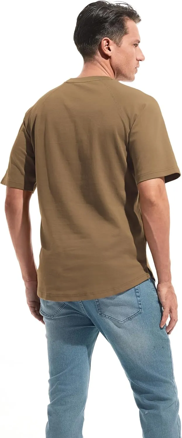 VEIISAR Men's Hipster Hip hop longline Crewneck T-Shirts - Mens Premium Cotton Raglan Sleeve T Shirts Open Hem S - 3XL
