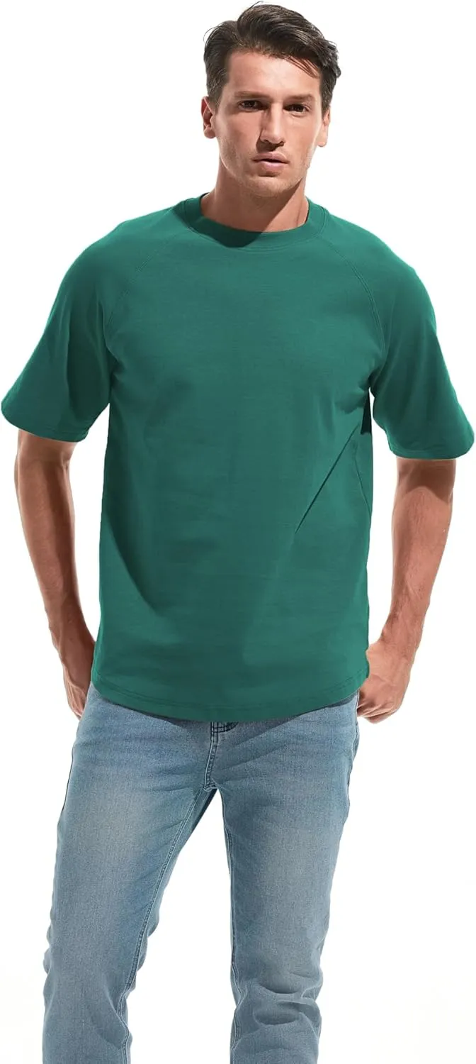 VEIISAR Men's Hipster Hip hop longline Crewneck T-Shirts - Mens Premium Cotton Raglan Sleeve T Shirts Open Hem S - 3XL