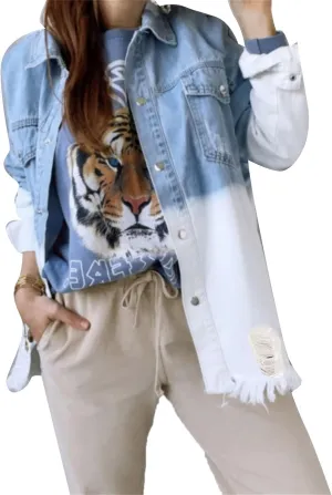 VIVICOLOR Women's Long Sleeve Oversized Denim Jacket Women's Denim Trucker Jackets
