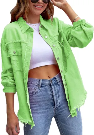 VIVICOLOR Women's Long Sleeve Oversized Denim Jacket Women's Denim Trucker Jackets