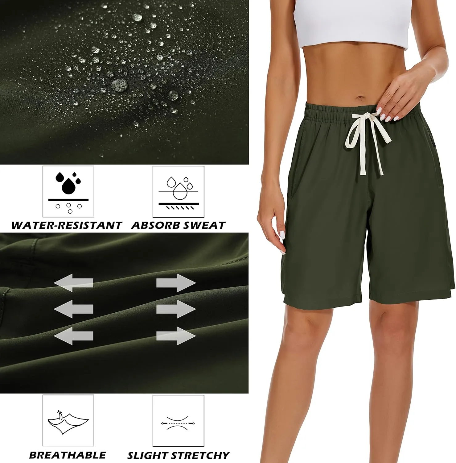 VtuAOL Women's Hiking Cargo Shorts Quick Dry Lightweight Shorts for Women Golf Travel Athletic Shorts