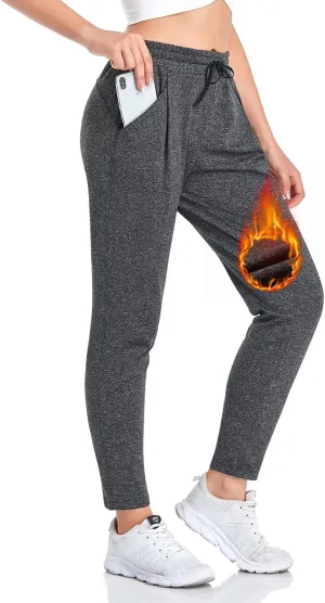 VUTRU Women Winter Fleece Lined Open Botton Pants Sweatpants Joggers Pants Workout Lounge Pants Running Track Pants Pocket