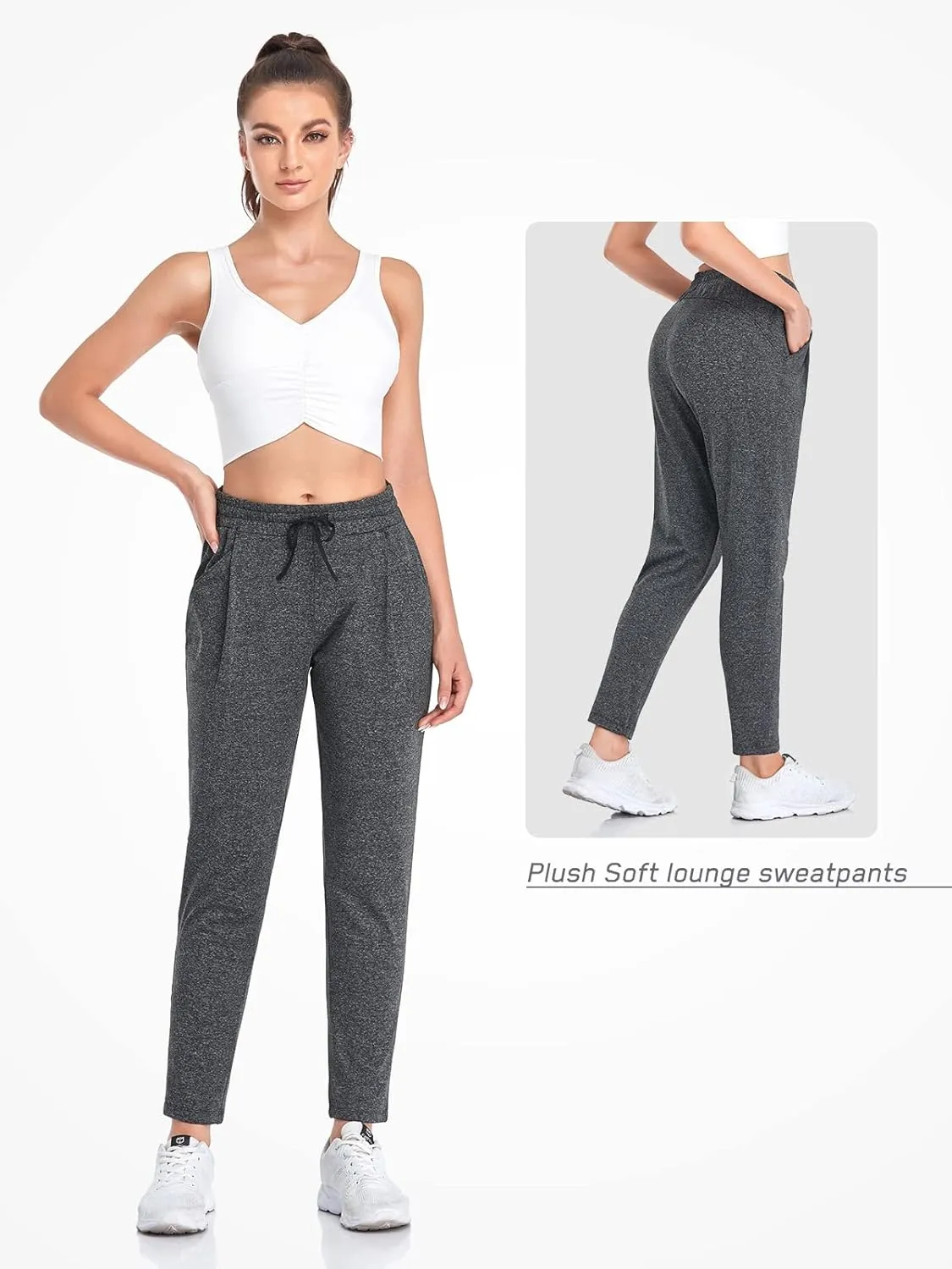 VUTRU Women Winter Fleece Lined Open Botton Pants Sweatpants Joggers Pants Workout Lounge Pants Running Track Pants Pocket