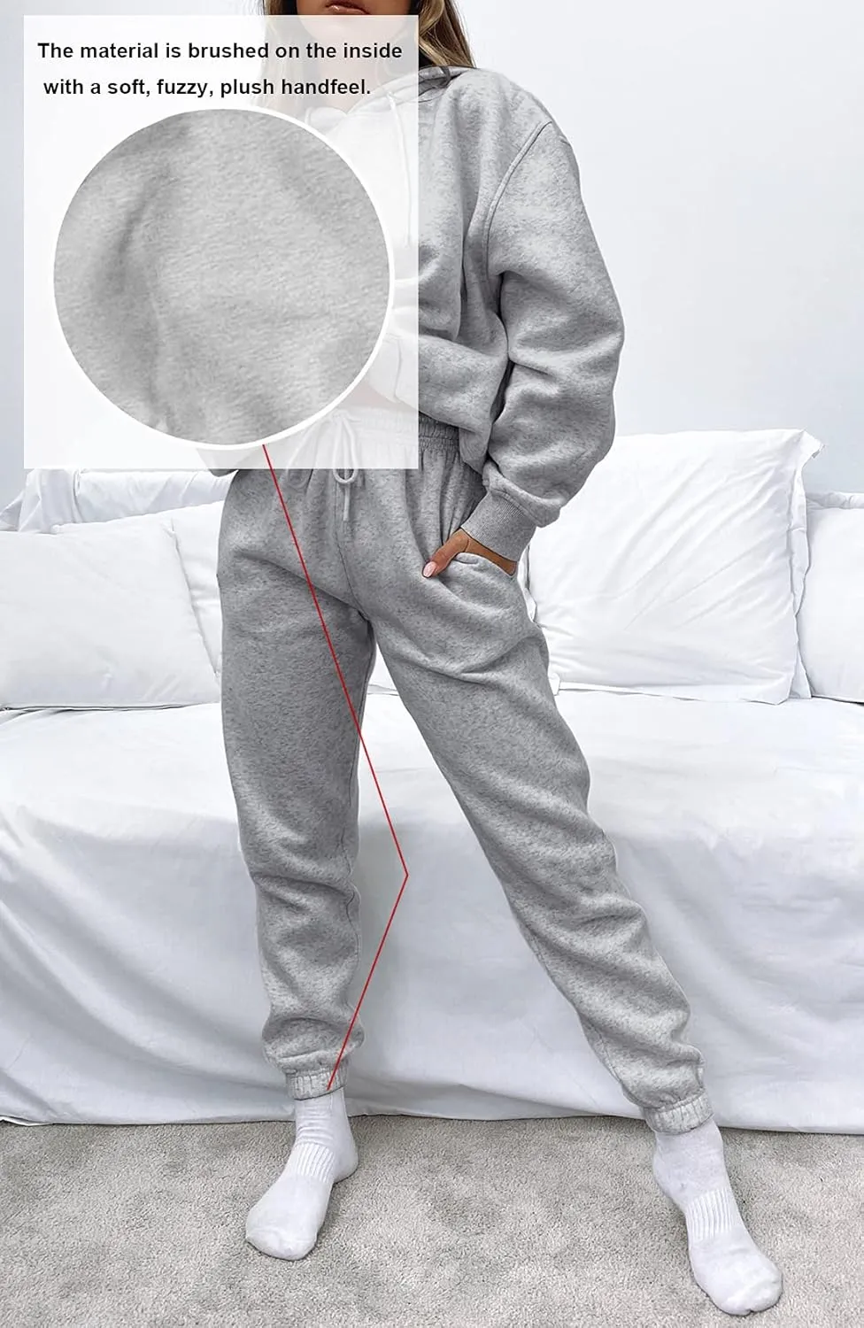 Waitfairy Women's Winter Fleece Sweatpants Casual Comfy High Waisted Workout Cinch Bottom Joggers Pants with Pocket