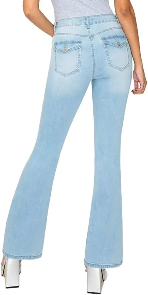 WAX JEAN Women's High Waisted Flap Back Pocket Bootcut Jeans