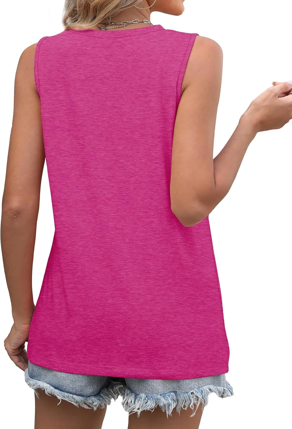 WIHOLL Summer Tank Tops for Women Loose Fit Crew Neck Casual Sleeveless Tops 2025 Trendy