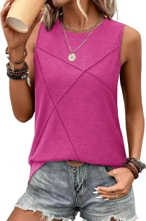 WIHOLL Summer Tank Tops for Women Loose Fit Crew Neck Casual Sleeveless Tops 2025 Trendy