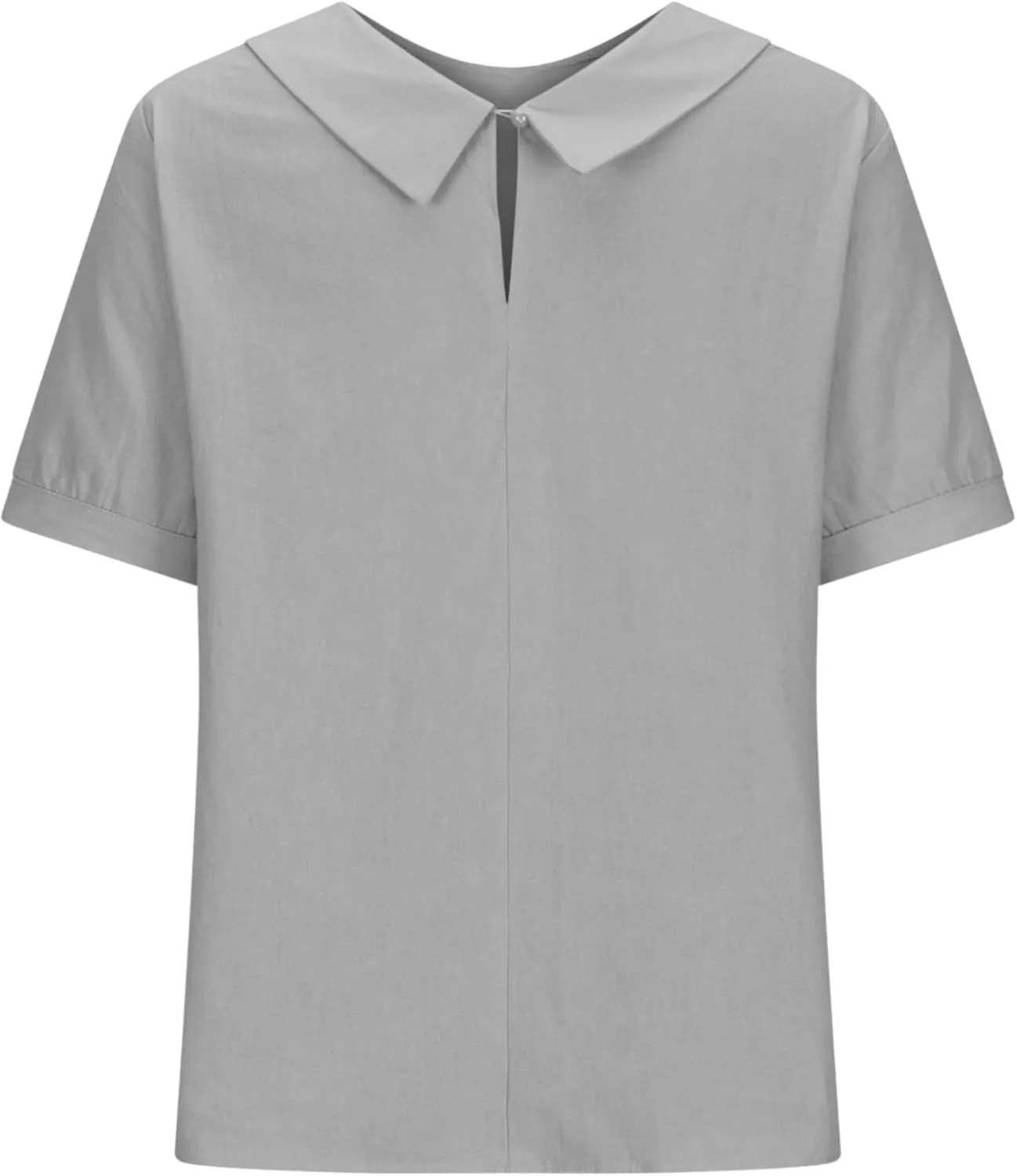 Women Cotton Linen Tops Summer Solid Collared Short Sleeve Shirt Casual Loose Tunic Tops Blouses 2024