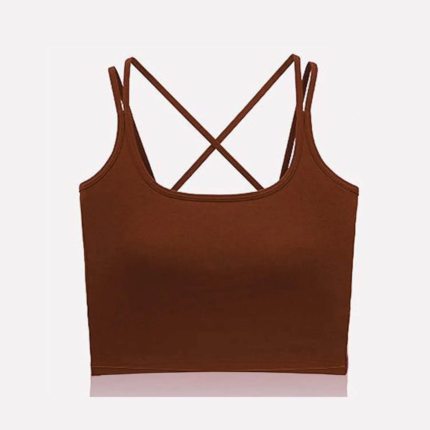 Women Summer Spaghetti Strap Ribbed Crop Tank Tops Sleeveless Criss Cross Fitness Athletic Top Basic Undershirt