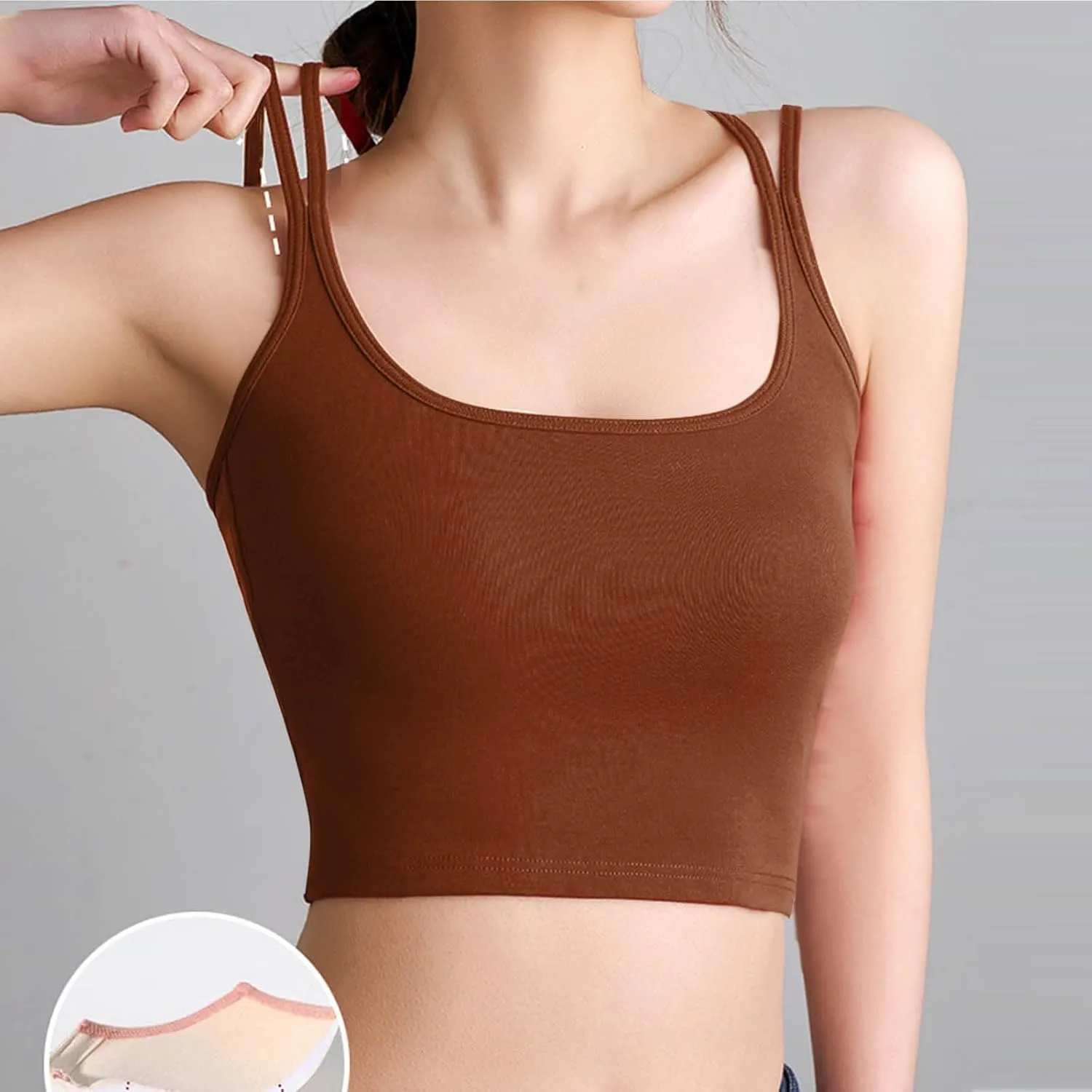 Women Summer Spaghetti Strap Ribbed Crop Tank Tops Sleeveless Criss Cross Fitness Athletic Top Basic Undershirt