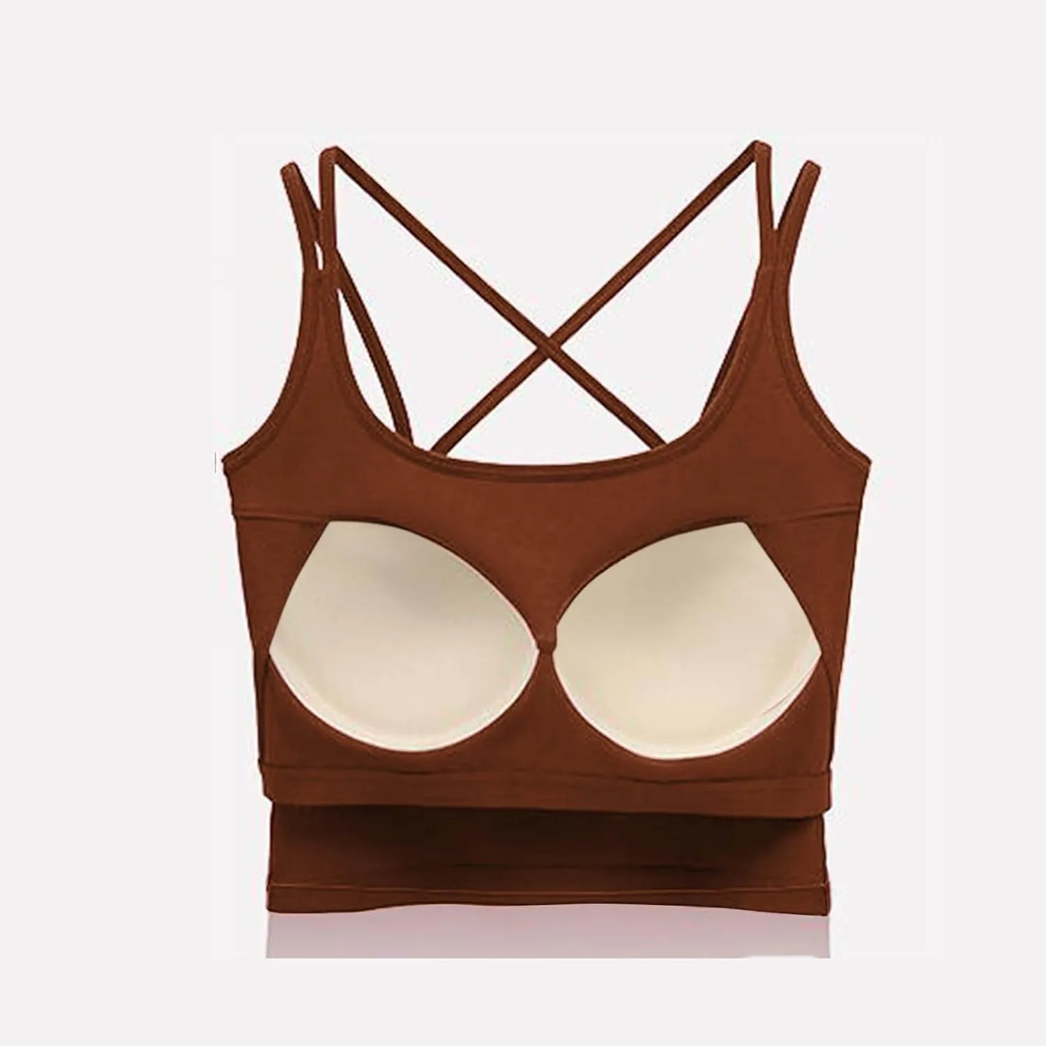 Women Summer Spaghetti Strap Ribbed Crop Tank Tops Sleeveless Criss Cross Fitness Athletic Top Basic Undershirt