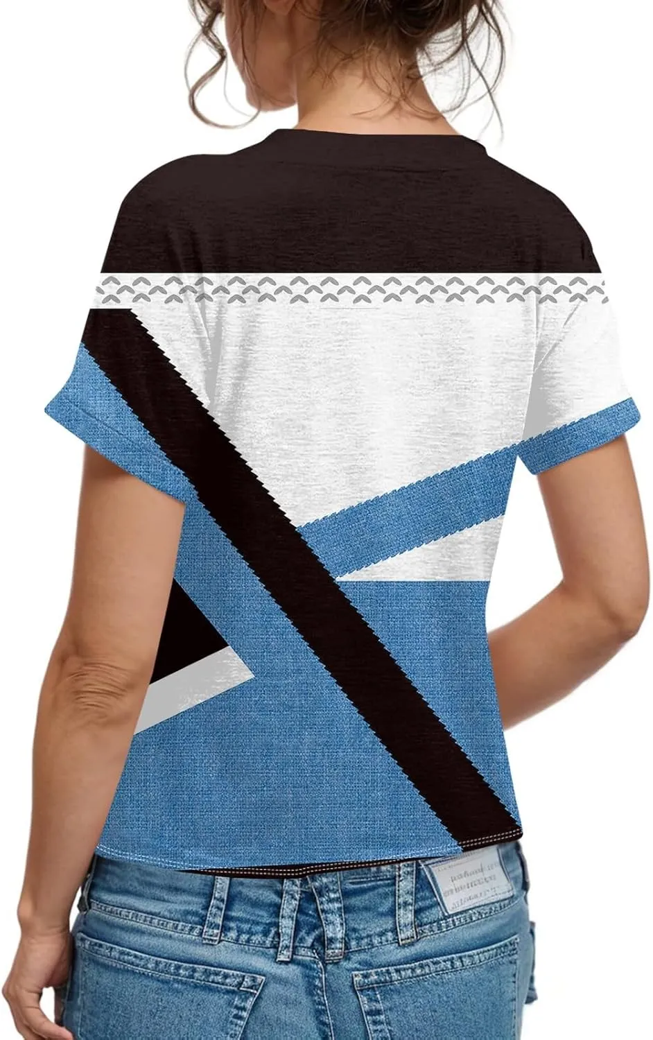 Women Summer Tops Printed Tops Short Sleeve Button Down Shirts Casual V Neck T Shirts Trendy Tunic Tops Outfits Clothes