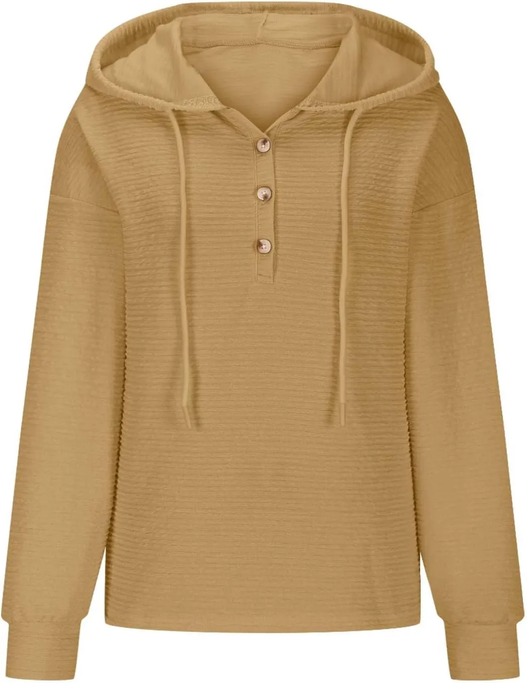 Womens 2024 Hooded Button Drawstring Hoodies Pullover Sweatshirts Casual Long Sleeve Tops Shirts Trendy Warm Tops