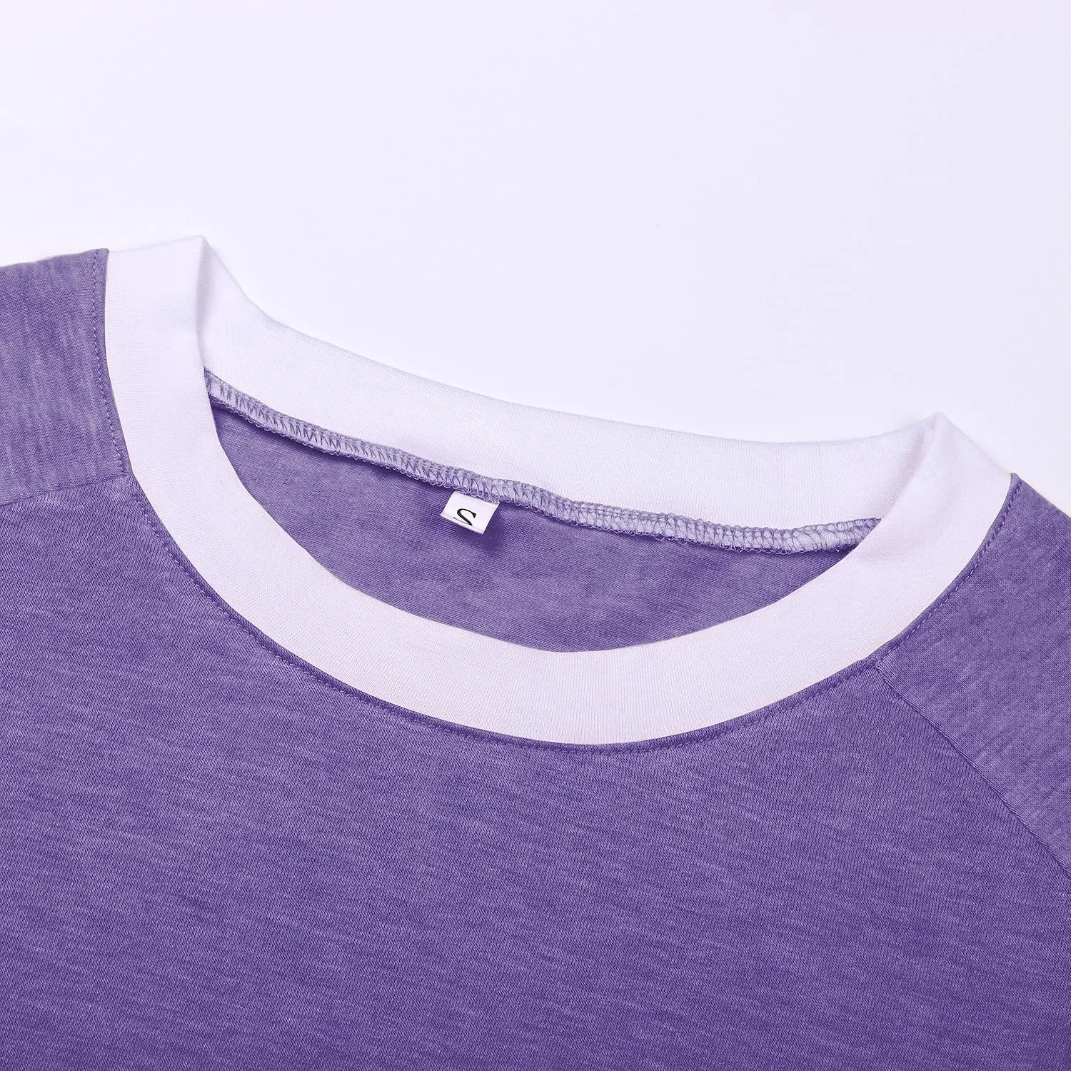 Womens 3/4 Sleeve Shirts Summer Crewneck T-Shirts Loose Basic Tops Cotton Blend Tops for Women