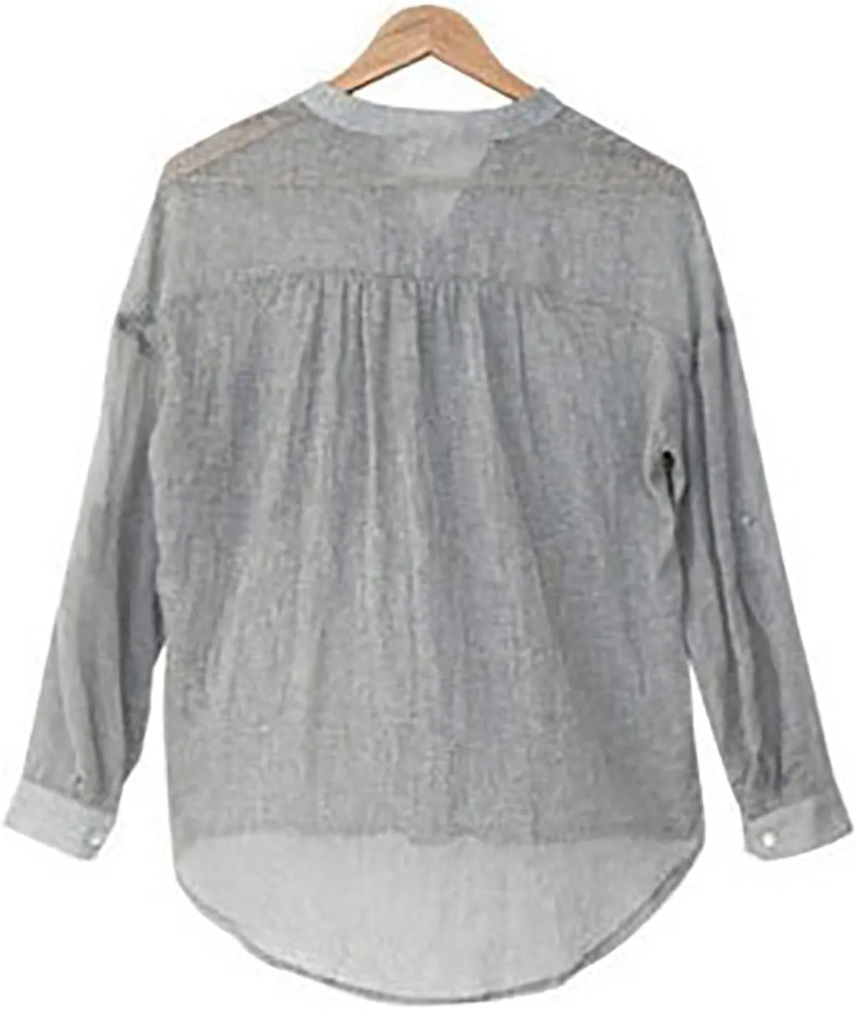 Womens 3/4 Sleeve Tops Cotton Linen Shirts V Neck Button Down Blouse Summer Casual Solid Tops