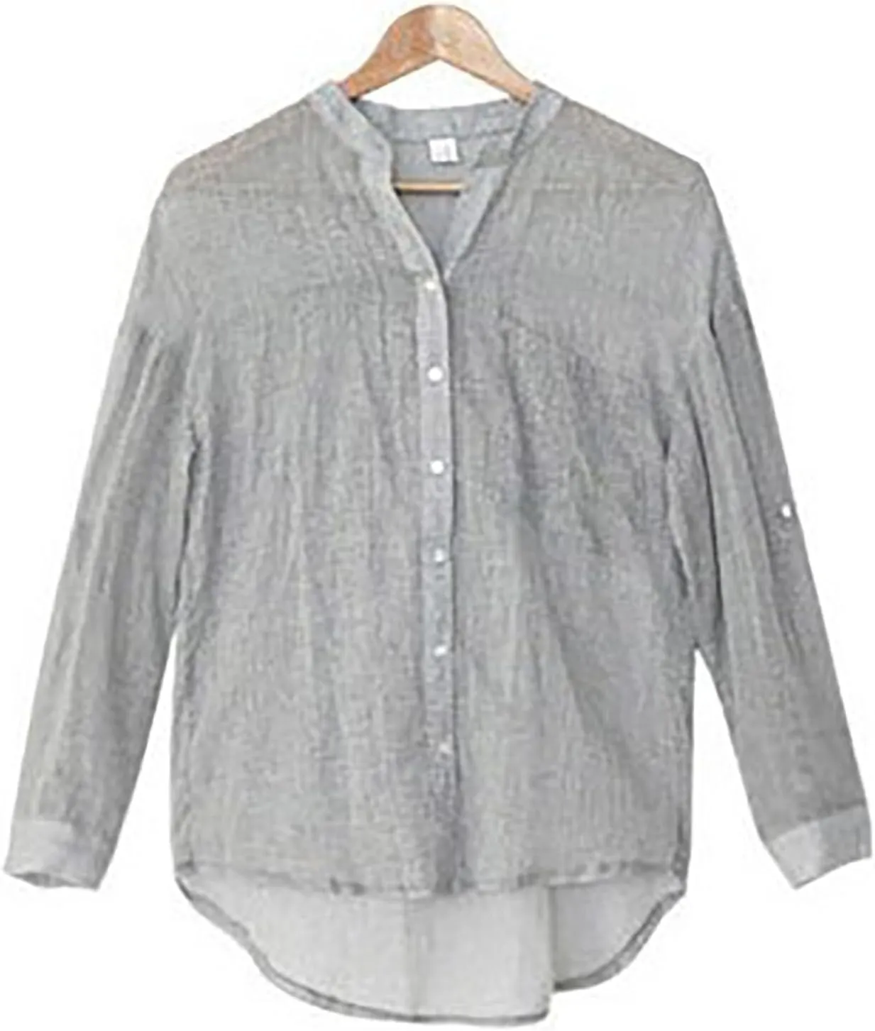 Womens 3/4 Sleeve Tops Cotton Linen Shirts V Neck Button Down Blouse Summer Casual Solid Tops