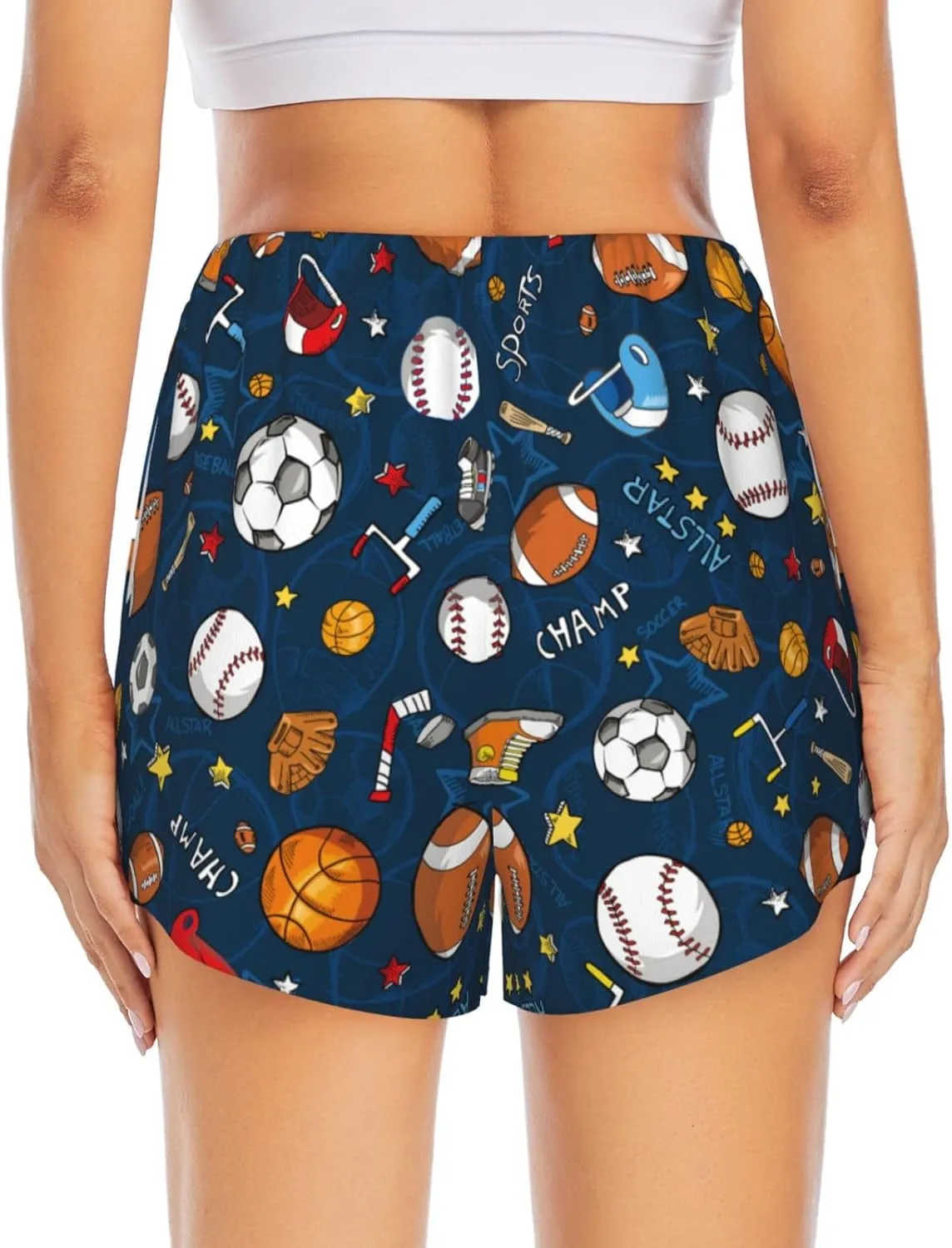 Women's Athletic Shorts 2 in 1 Running Shorts with Pockets Workout Gym Sports Shorts
