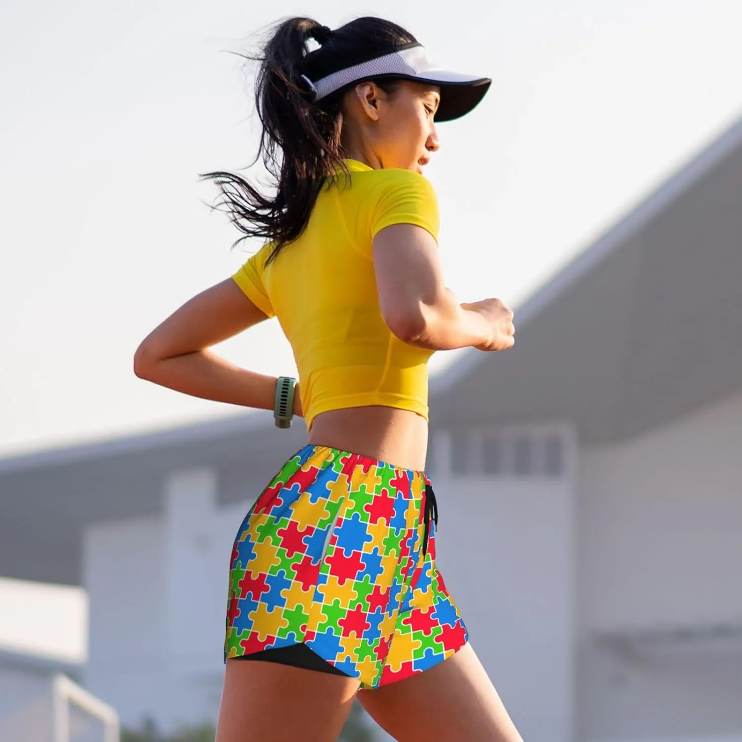 Women's Athletic Shorts 2 in 1 Running Shorts with Pockets Workout Gym Sports Shorts