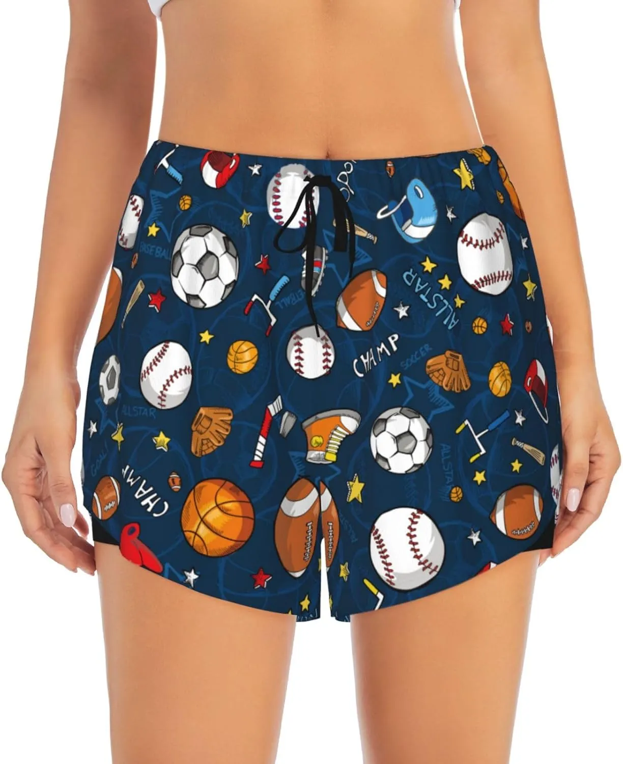Women's Athletic Shorts 2 in 1 Running Shorts with Pockets Workout Gym Sports Shorts
