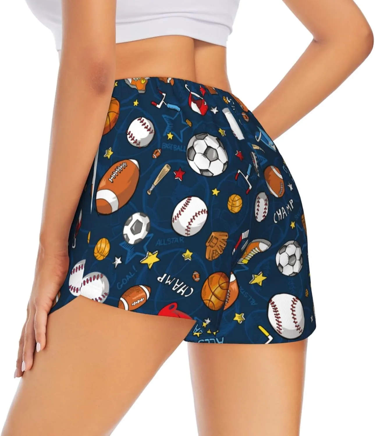 Women's Athletic Shorts 2 in 1 Running Shorts with Pockets Workout Gym Sports Shorts