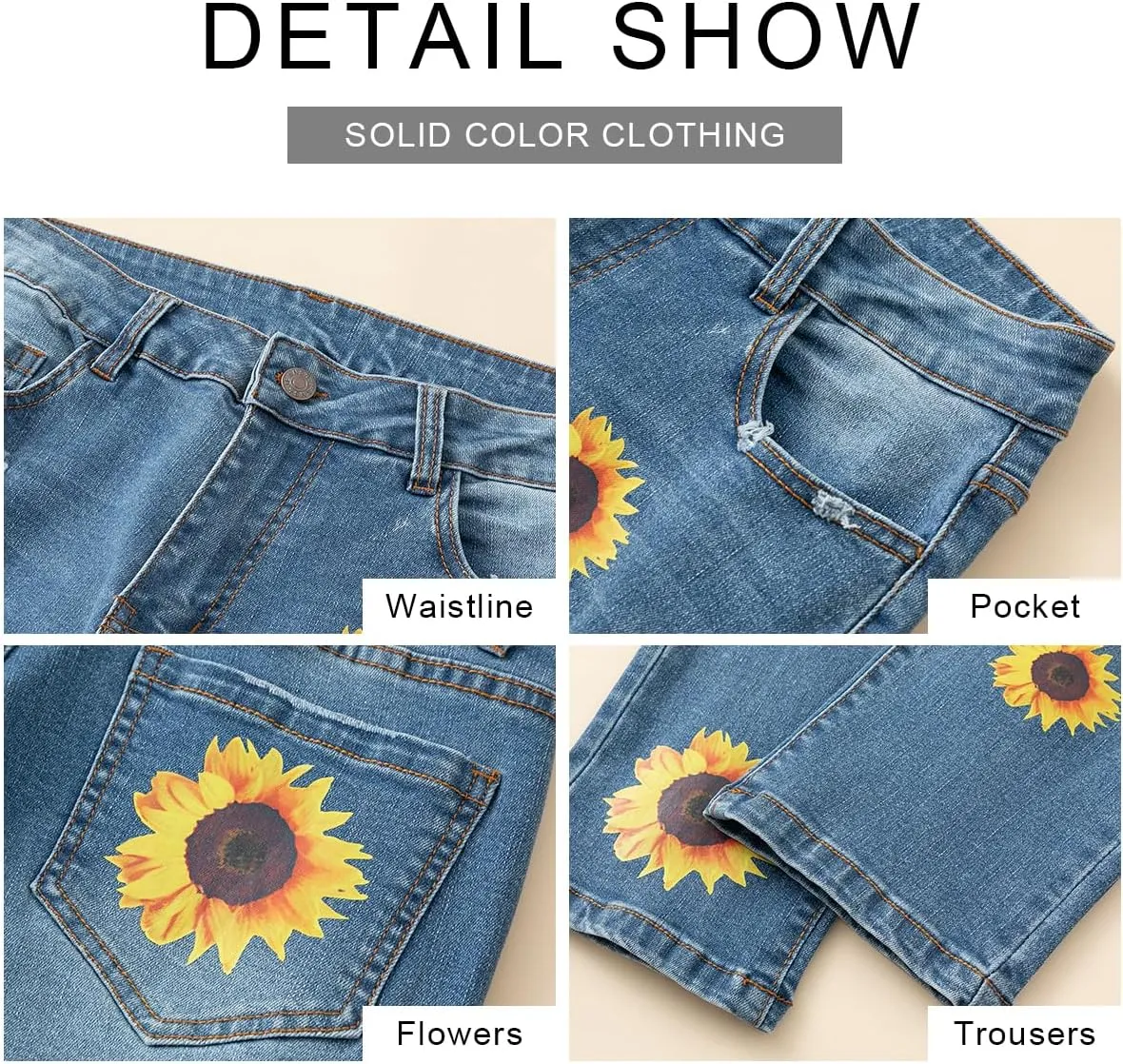 Womens Boyfriend Plaid Patch Ripped Denim Jeans with Hole Stretchy Skinny Flowers Denim Pants