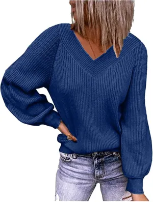 Women's Crewneck Cute Sweaters Striped Colorblock Fall Winter Knitted Pullover Tops Fall Casual Chunky Knit Tops