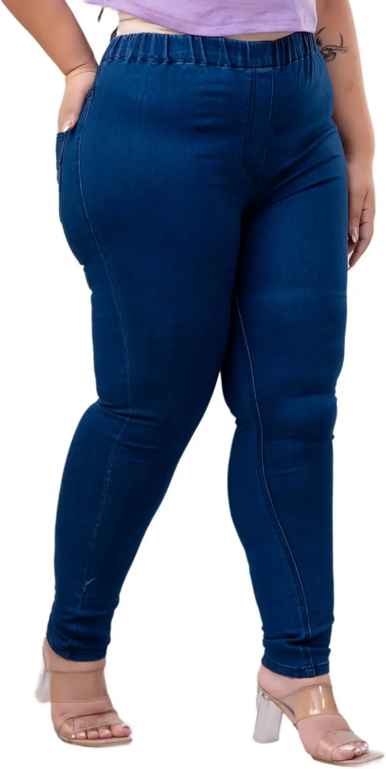 Women's Denim Blue Jeggings – Formal Wear Jeggings, Ultra Plus Size Comfortable Stretchable Denim Jeans