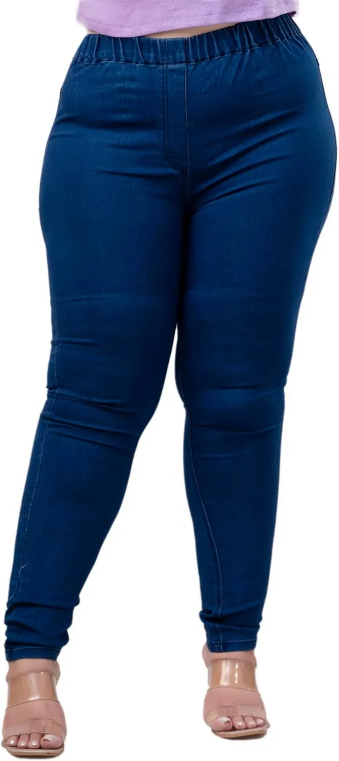 Women's Denim Blue Jeggings – Formal Wear Jeggings, Ultra Plus Size Comfortable Stretchable Denim Jeans