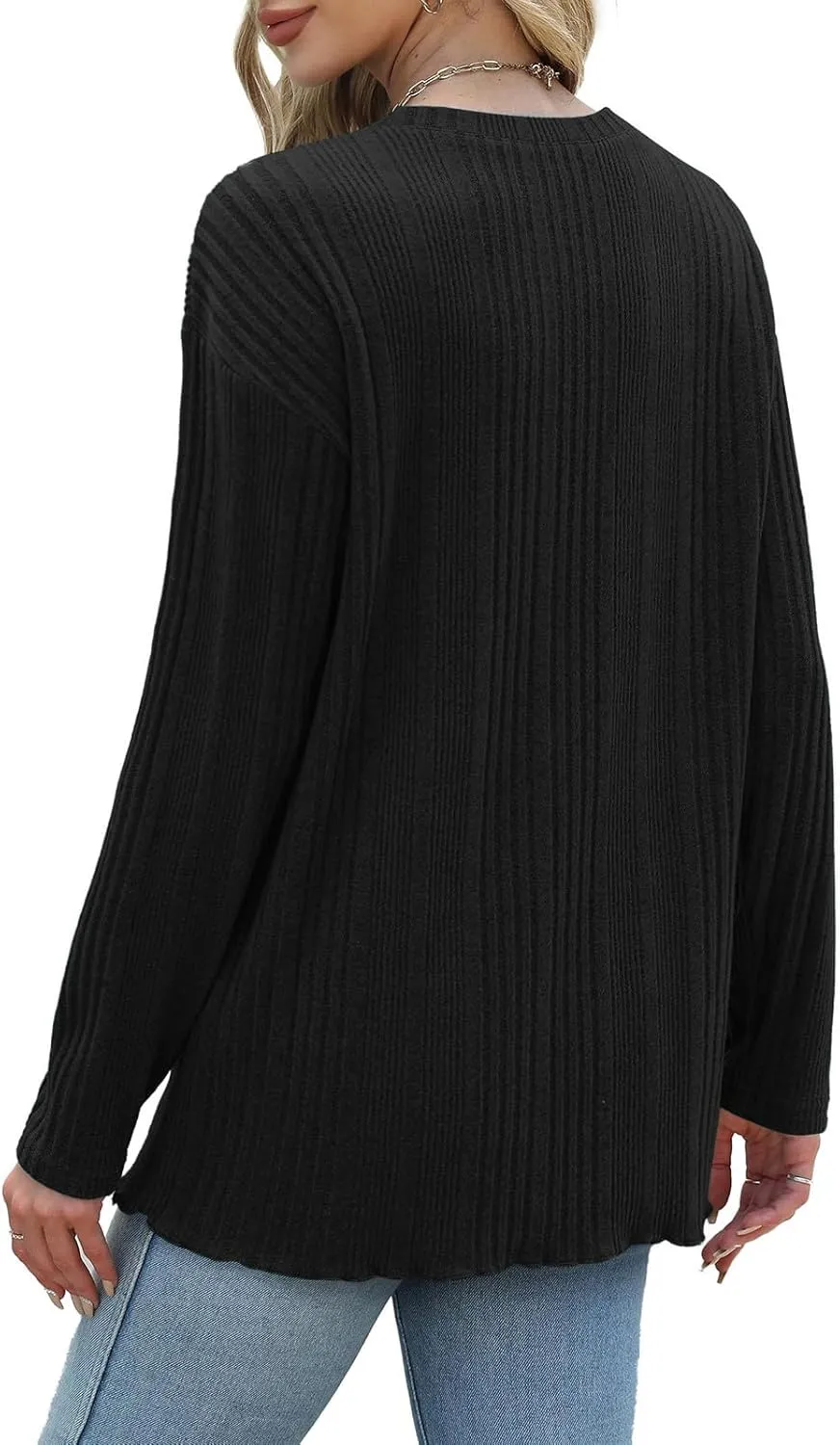 Womens Fall Winter Tops 2024 Soft Long Sleeve Casual Blouses Crewneck Knit Pullover Sweater Tops