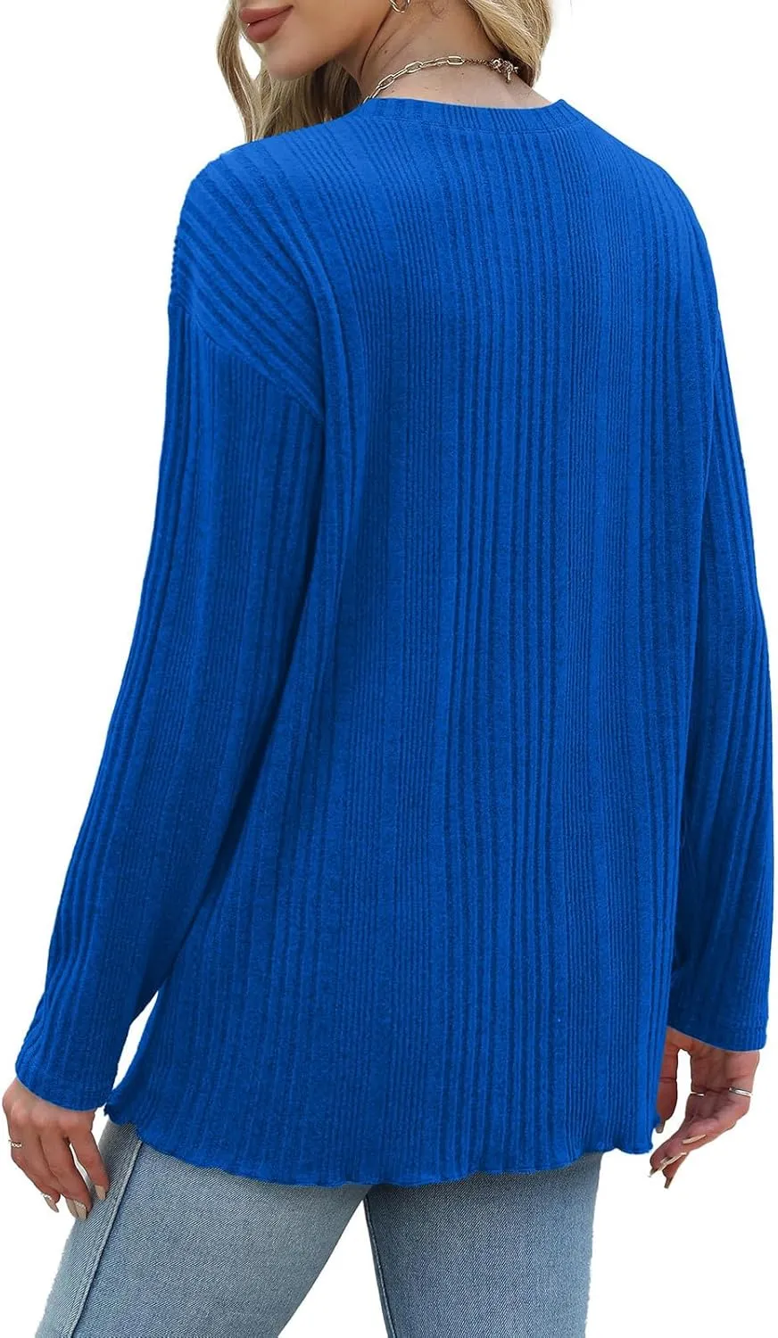 Womens Fall Winter Tops 2024 Soft Long Sleeve Casual Blouses Crewneck Knit Pullover Sweater Tops