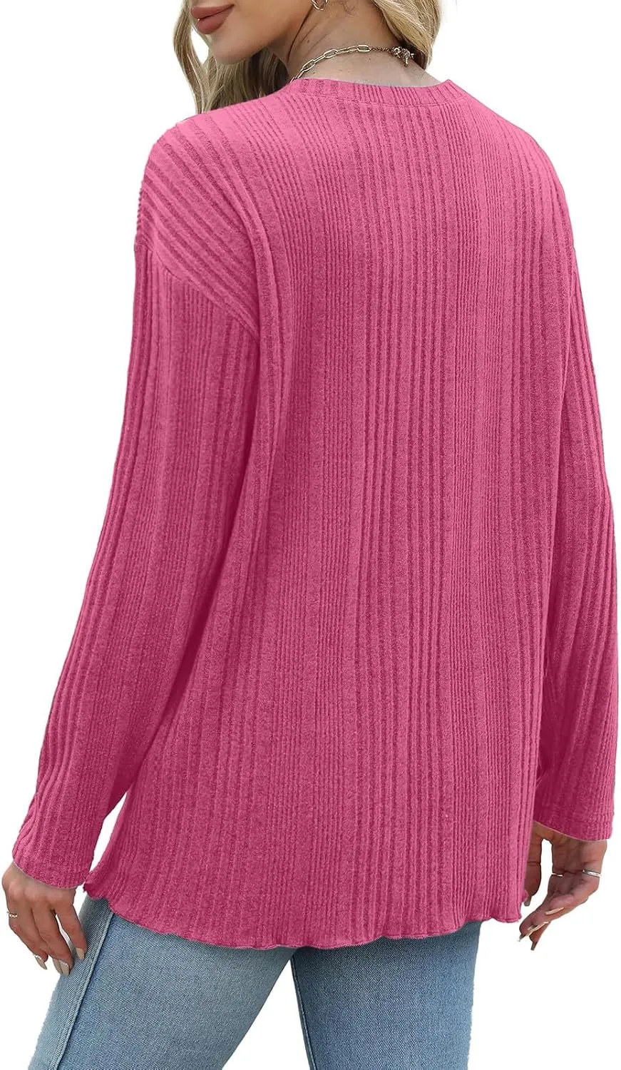Womens Fall Winter Tops 2024 Soft Long Sleeve Casual Blouses Crewneck Knit Pullover Sweater Tops