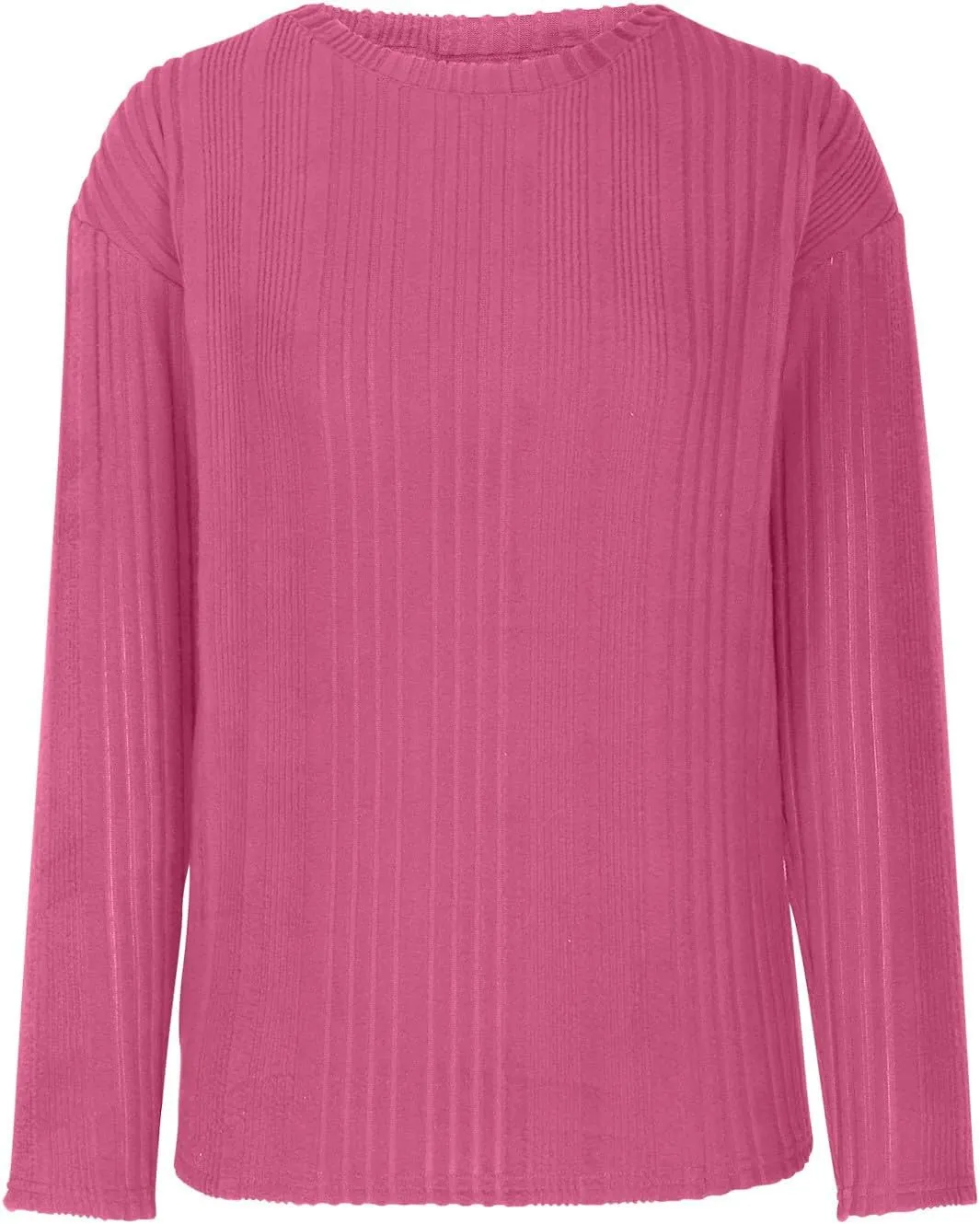 Womens Fall Winter Tops 2024 Soft Long Sleeve Casual Blouses Crewneck Knit Pullover Sweater Tops