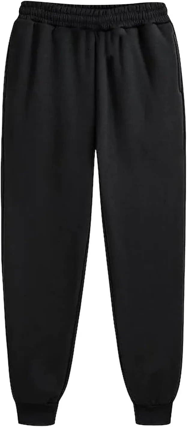 Womens Fleece Lined Sweatpants High Waisted Drawstring Waist Oversized Joggers Cinch Bottom Lounge Pants Activewear