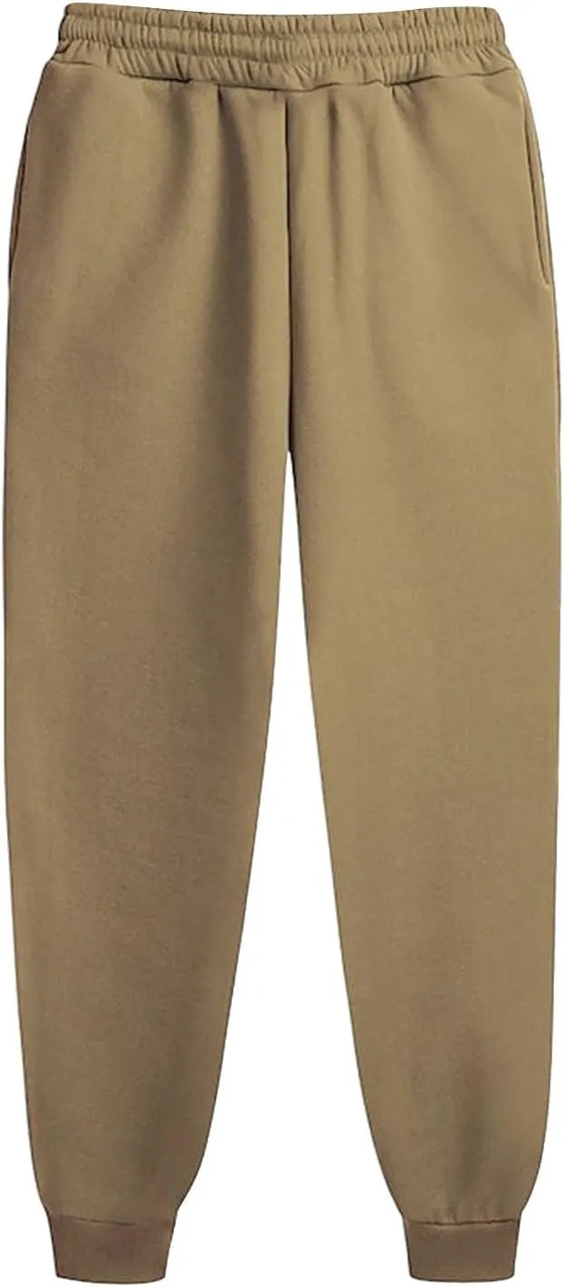 Womens Fleece Lined Sweatpants High Waisted Drawstring Waist Oversized Joggers Cinch Bottom Lounge Pants Activewear