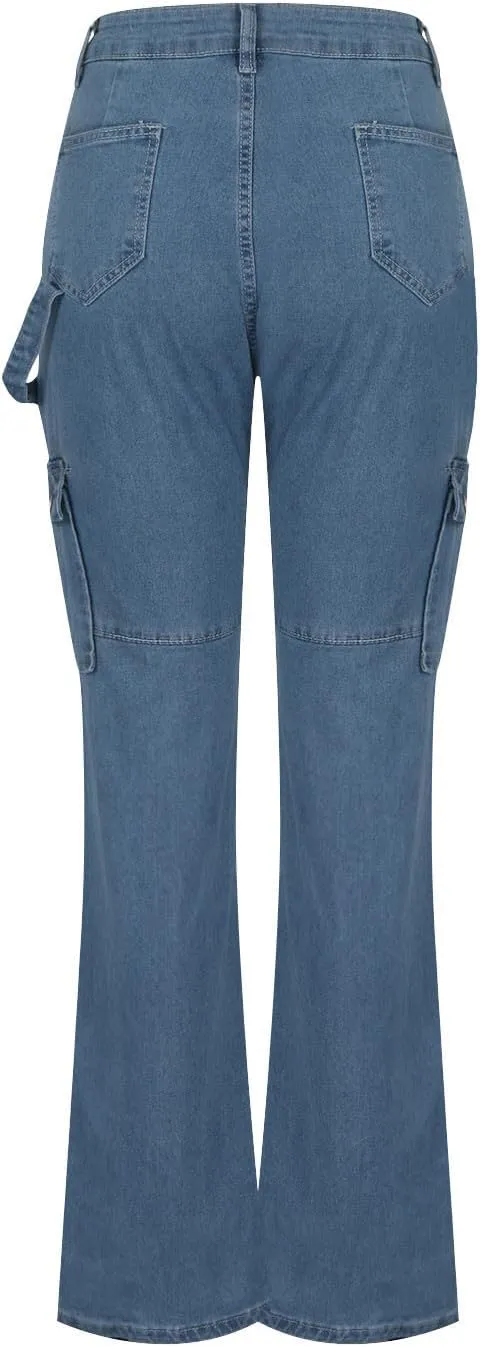 Women's High Waist Butt Lifting Jeans Boyfriend Jeans Stretch Skinny Jean Trendy Cargo Jeans Pants Multiple Pockets